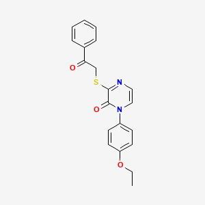 molecular formula C20H18N2O3S B2451772 1-(4-Ethoxyphenyl)-3-phenacylsulfanylpyrazin-2-one CAS No. 899759-41-2