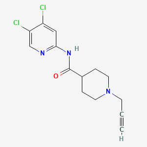 molecular formula C14H15Cl2N3O B2451776 N-(4,5-Dichloropyridin-2-yl)-1-prop-2-ynylpiperidine-4-carboxamide CAS No. 1436194-34-1