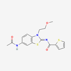 molecular formula C17H17N3O3S2 B2451782 (Z)-N-(6-acetamido-3-(2-methoxyethyl)benzo[d]thiazol-2(3H)-ylidene)thiophene-2-carboxamide CAS No. 1164502-25-3