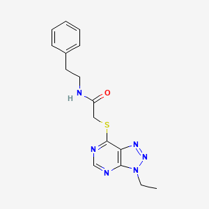 molecular formula C16H18N6OS B2451789 2-((3-ethyl-3H-[1,2,3]triazolo[4,5-d]pyrimidin-7-yl)thio)-N-phenethylacetamide CAS No. 1058238-87-1