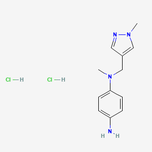 molecular formula C12H18Cl2N4 B2451790 4-N-Methyl-4-N-[(1-methylpyrazol-4-yl)methyl]benzene-1,4-diamine;dihydrochloride CAS No. 2287314-39-8