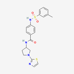 molecular formula C21H22N4O3S2 B2451791 4-(3-methylphenylsulfonamido)-N-(1-(thiazol-2-yl)pyrrolidin-3-yl)benzamide CAS No. 1795494-44-8