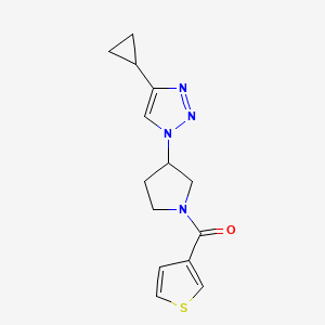 molecular formula C14H16N4OS B2451792 (3-(4-cyclopropyl-1H-1,2,3-triazol-1-yl)pyrrolidin-1-yl)(thiophen-3-yl)methanone CAS No. 2034611-73-7