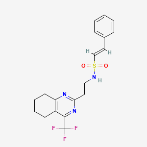 molecular formula C19H20F3N3O2S B2451798 (E)-2-phenyl-N-(2-(4-(trifluoromethyl)-5,6,7,8-tetrahydroquinazolin-2-yl)ethyl)ethenesulfonamide CAS No. 1396892-01-5