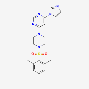 molecular formula C20H24N6O2S B2451800 4-(1H-imidazol-1-yl)-6-(4-(mesitylsulfonyl)piperazin-1-yl)pyrimidine CAS No. 1173082-84-2