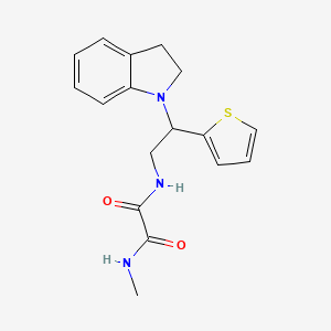 molecular formula C17H19N3O2S B2451819 N1-(2-(indolin-1-yl)-2-(thiophen-2-yl)ethyl)-N2-methyloxalamide CAS No. 903287-71-8