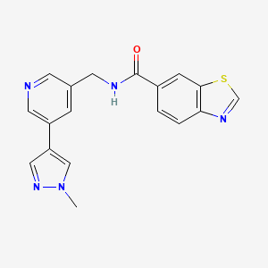 molecular formula C18H15N5OS B2451822 N-((5-(1-methyl-1H-pyrazol-4-yl)pyridin-3-yl)methyl)benzo[d]thiazole-6-carboxamide CAS No. 2034383-16-7