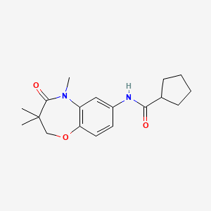 molecular formula C18H24N2O3 B2451824 N-(3,3,5-trimethyl-4-oxo-2,3,4,5-tetrahydrobenzo[b][1,4]oxazepin-7-yl)cyclopentanecarboxamide CAS No. 921542-00-9