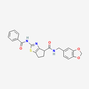 2-benzamido-N-(benzo[d][1,3]dioxol-5-ylmethyl)-5,6-dihydro-4H-cyclopenta[d]thiazole-4-carboxamide
