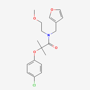 2-(4-chlorophenoxy)-N-(furan-3-ylmethyl)-N-(2-methoxyethyl)-2-methylpropanamide