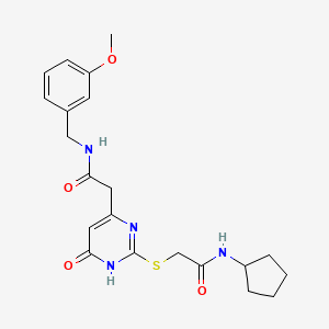 molecular formula C21H26N4O4S B2451839 N-cyclopentyl-2-((4-(2-((3-methoxybenzyl)amino)-2-oxoethyl)-6-oxo-1,6-dihydropyrimidin-2-yl)thio)acetamide CAS No. 1172568-68-1