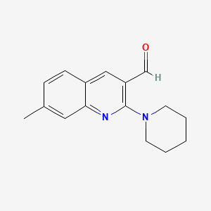 molecular formula C16H18N2O B2451893 7-Methyl-2-piperidin-1-ylquinoline-3-carbaldehyde CAS No. 377765-19-0