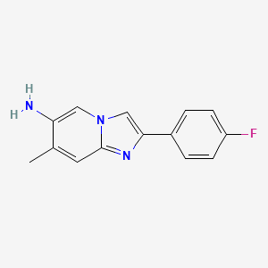 molecular formula C14H12FN3 B2451934 2-(4-氟苯基)-7-甲基-咪唑并[1,2-a]吡啶-6-胺 CAS No. 1216184-58-5