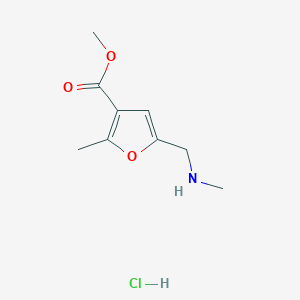 molecular formula C9H14ClNO3 B2451942 Methyl 2-methyl-5-[(methylamino)methyl]furan-3-carboxylate hydrochloride CAS No. 1052546-53-8