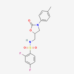 molecular formula C17H16F2N2O4S B2451943 2,4-二氟-N-((2-氧代-3-(对甲苯基)恶唑烷-5-基)甲基)苯磺酰胺 CAS No. 954637-69-5