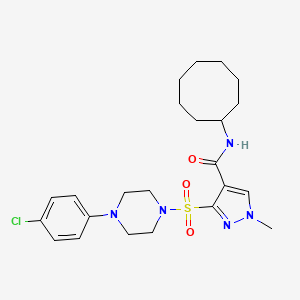 molecular formula C23H32ClN5O3S B2451955 1-{4-[(4-methoxybenzoyl)amino]benzoyl}-N-(2-methoxyethyl)prolinamide CAS No. 1251571-37-5