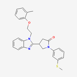 molecular formula C27H27N3O2S B2451956 1-(3-(methylthio)phenyl)-4-(1-(2-(o-tolyloxy)ethyl)-1H-benzo[d]imidazol-2-yl)pyrrolidin-2-one CAS No. 847397-79-9