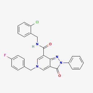 molecular formula C27H20ClFN4O2 B2451968 N-(2-氯苄基)-5-(4-氟苄基)-3-氧代-2-苯基-3,5-二氢-2H-吡唑并[4,3-c]吡啶-7-甲酰胺 CAS No. 921876-77-9