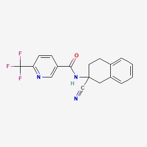 molecular formula C18H14F3N3O B2451975 N-(2-cyano-1,2,3,4-tetrahydronaphthalen-2-yl)-6-(trifluoromethyl)pyridine-3-carboxamide CAS No. 1825460-12-5