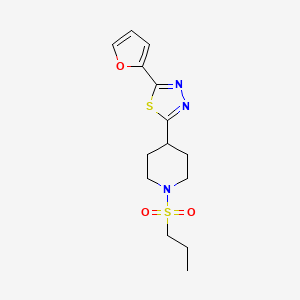 molecular formula C14H19N3O3S2 B2451981 2-(Furan-2-yl)-5-(1-(propylsulfonyl)piperidin-4-yl)-1,3,4-thiadiazole CAS No. 1105209-45-7