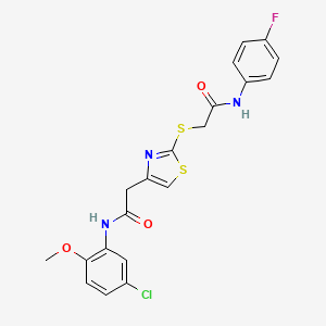 molecular formula C20H17ClFN3O3S2 B2451988 N-(5-chloro-2-methoxyphenyl)-2-(2-((2-((4-fluorophenyl)amino)-2-oxoethyl)thio)thiazol-4-yl)acetamide CAS No. 941980-77-4