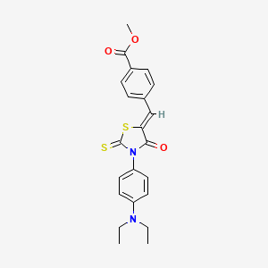 molecular formula C22H22N2O3S2 B2451990 (Z)-methyl 4-((3-(4-(diethylamino)phenyl)-4-oxo-2-thioxothiazolidin-5-ylidene)methyl)benzoate CAS No. 303056-69-1
