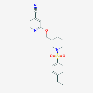B2452007 2-[[1-(4-Ethylphenyl)sulfonylpiperidin-3-yl]methoxy]pyridine-4-carbonitrile CAS No. 2380069-29-2