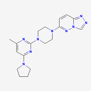 molecular formula C18H23N9 B2452008 4-甲基-6-(吡咯烷-1-基)-2-(4-{[1,2,4]三唑并[4,3-b]哒嗪-6-基}哌嗪-1-基)嘧啶 CAS No. 2415490-66-1