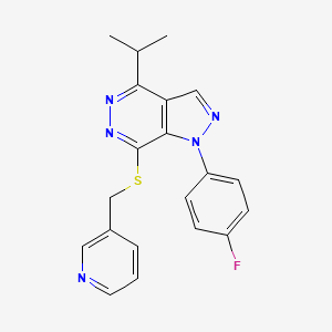 molecular formula C20H18FN5S B2452014 1-(4-氟苯基)-4-异丙基-7-((吡啶-3-基甲基)硫代)-1H-吡唑并[3,4-d]哒嗪 CAS No. 1203207-03-7