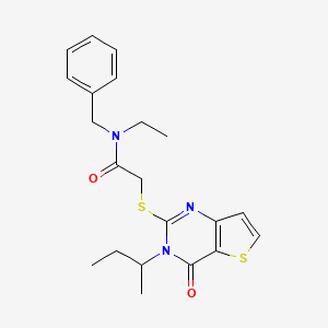 molecular formula C21H25N3O2S2 B2452019 N-苄基-2-{[3-(丁-2-基)-4-氧代-3,4-二氢噻吩并[3,2-d]嘧啶-2-基]硫代}-N-乙基乙酰胺 CAS No. 1326911-20-9