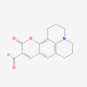 B2452026 10-Oxo-2,3,5,6-tetrahydro-1H,4H,10H-11-oxa-3a-aza-benzo[de]anthracene-9-carbaldehyde CAS No. 142730-52-7