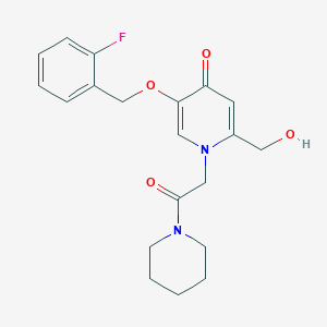 molecular formula C20H23FN2O4 B2452030 5-((2-氟代苄基)氧基)-2-(羟甲基)-1-(2-氧代-2-(哌啶-1-基)乙基)吡啶-4(1H)-酮 CAS No. 946380-28-5