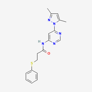 molecular formula C18H19N5OS B2452031 N-(6-(3,5-二甲基-1H-吡唑-1-基)嘧啶-4-基)-3-(苯硫基)丙酰胺 CAS No. 1428356-05-1