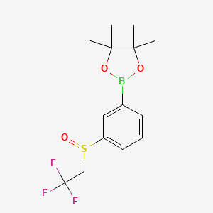 molecular formula C14H18BF3O3S B2452032 4,4,5,5-四甲基-2-[3-(2,2,2-三氟乙磺酰基)-苯基]-[1,3,2]二氧杂硼环丁烷 CAS No. 2304631-69-2