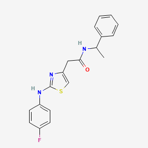 B2452040 2-(2-((4-fluorophenyl)amino)thiazol-4-yl)-N-(1-phenylethyl)acetamide CAS No. 1203065-71-7