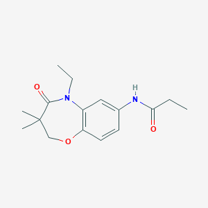 B2452048 N-(5-ethyl-3,3-dimethyl-4-oxo-2,3,4,5-tetrahydrobenzo[b][1,4]oxazepin-7-yl)propionamide CAS No. 921863-13-0