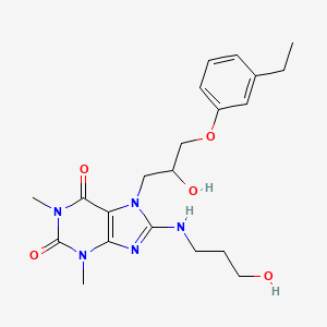 molecular formula C21H29N5O5 B2452057 7-(3-(3-ethylphenoxy)-2-hydroxypropyl)-8-((3-hydroxypropyl)amino)-1,3-dimethyl-1H-purine-2,6(3H,7H)-dione CAS No. 941936-90-9