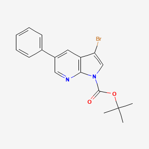 molecular formula C18H17BrN2O2 B2452058 tert-butyl 3-bromo-5-phenyl-1H-pyrrolo[2,3-b]pyridine-1-carboxylate CAS No. 890842-71-4