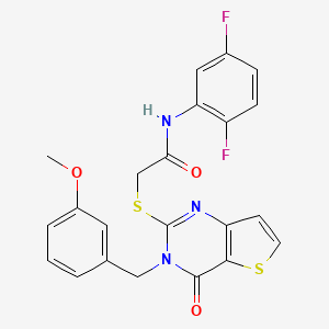 molecular formula C22H17F2N3O3S2 B2452061 N-(2,5-difluorophenyl)-2-{[3-(3-methoxybenzyl)-4-oxo-3,4-dihydrothieno[3,2-d]pyrimidin-2-yl]sulfanyl}acetamide CAS No. 1252917-81-9