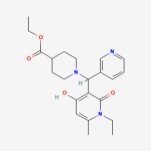 Ethyl 1-((1-ethyl-4-hydroxy-6-methyl-2-oxo-1,2-dihydropyridin-3-yl)(pyridin-3-yl)methyl)piperidine-4-carboxylate