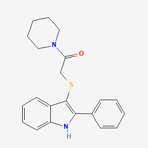 molecular formula C21H22N2OS B2452068 2-[(2-phenyl-1H-indol-3-yl)sulfanyl]-1-piperidin-1-ylethanone CAS No. 536702-46-2