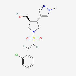 [(3S,4R)-1-[(E)-2-(2-Chlorophenyl)ethenyl]sulfonyl-4-(1-methylpyrazol-4-yl)pyrrolidin-3-yl]methanol
