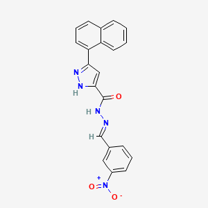 molecular formula C21H15N5O3 B2452076 (E)-3-(naphthalen-1-yl)-N'-(3-nitrobenzylidene)-1H-pyrazole-5-carbohydrazide CAS No. 634888-15-6