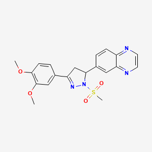 molecular formula C20H20N4O4S B2452079 6-(3-(3,4-dimethoxyphenyl)-1-(methylsulfonyl)-4,5-dihydro-1H-pyrazol-5-yl)quinoxaline CAS No. 941913-20-8