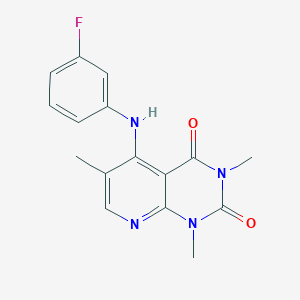 molecular formula C16H15FN4O2 B2452080 5-((3-fluorophenyl)amino)-1,3,6-trimethylpyrido[2,3-d]pyrimidine-2,4(1H,3H)-dione CAS No. 946202-89-7