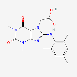 molecular formula C18H21N5O4 B2452083 2-(8-(mesitylamino)-1,3-dimethyl-2,6-dioxo-2,3-dihydro-1H-purin-7(6H)-yl)acetic acid CAS No. 1021125-96-1