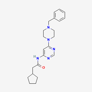 molecular formula C22H29N5O B2452088 N-(6-(4-benzylpiperazin-1-yl)pyrimidin-4-yl)-2-cyclopentylacetamide CAS No. 1396866-13-9