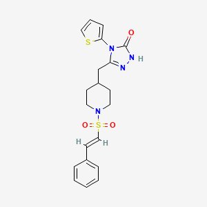(E)-3-((1-(styrylsulfonyl)piperidin-4-yl)methyl)-4-(thiophen-2-yl)-1H-1,2,4-triazol-5(4H)-one
