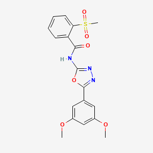 molecular formula C18H17N3O6S B2452098 N-(5-(3,5-二甲氧基苯基)-1,3,4-恶二唑-2-基)-2-(甲磺酰基)苯甲酰胺 CAS No. 896268-72-7