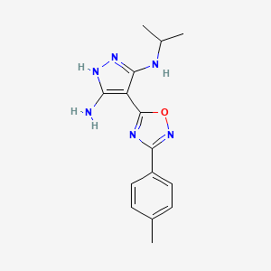molecular formula C15H18N6O B2452106 4-[3-(4-甲基苯基)-1,2,4-恶二唑-5-基]-3-N-(丙-2-基)-1H-吡唑-3,5-二胺 CAS No. 1188305-03-4